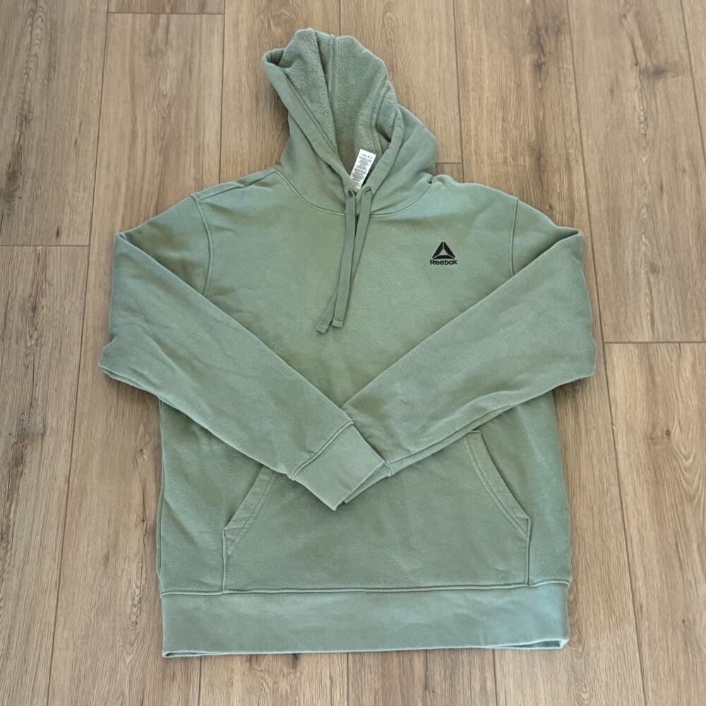 REEBOK green men's hooded sweatshirt w/pocket and drawstring Medium